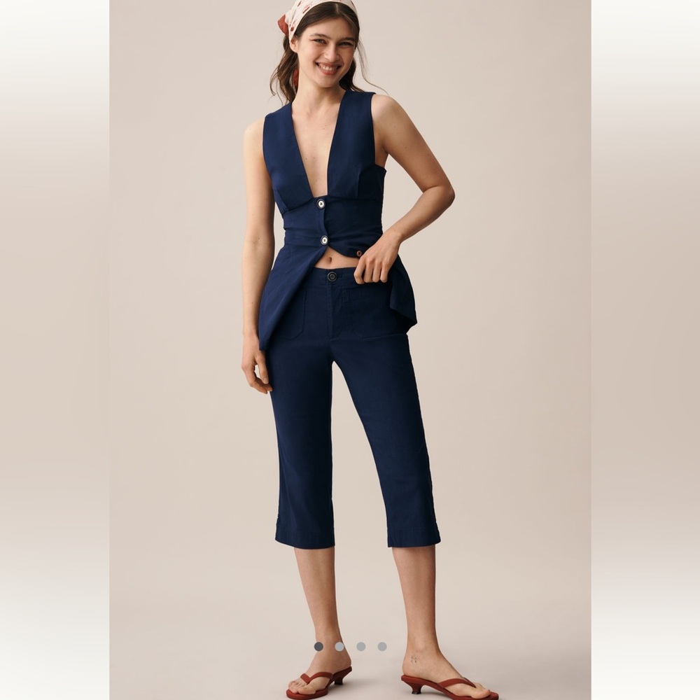 Anthropologie Petites Maeve Linen Blend Capri Pant 10P